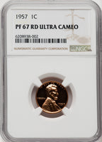 1957 1C Proof Lincoln Cent NGC PR67