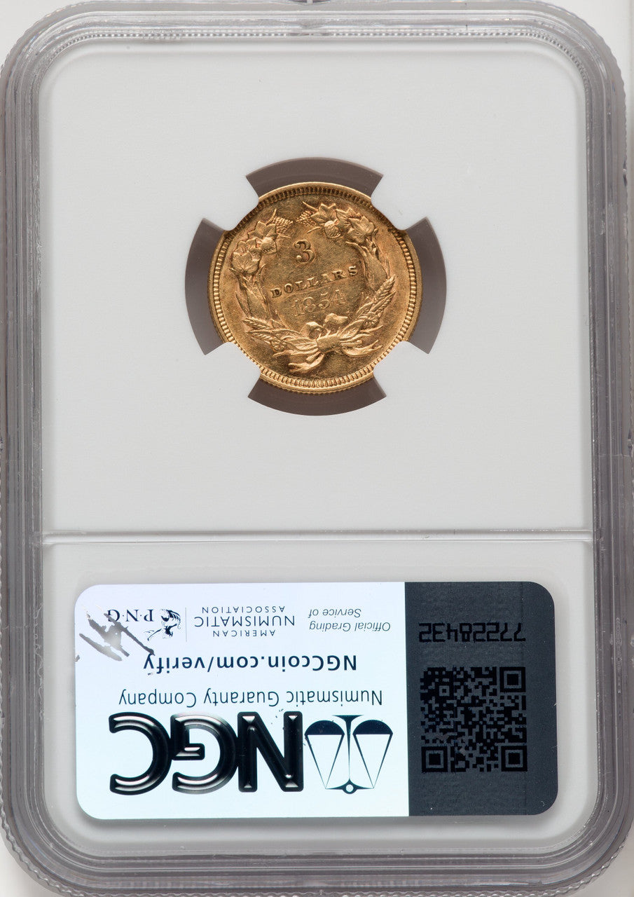 1854 $3 Three Dollar Gold Pieces NGC AU55 (769438073)