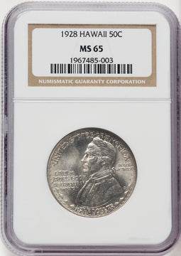 1928 50C Hawaiian Commemorative Silver NGC MS65 (506235008)