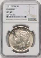 1921 Peace Dollar NGC MS62
