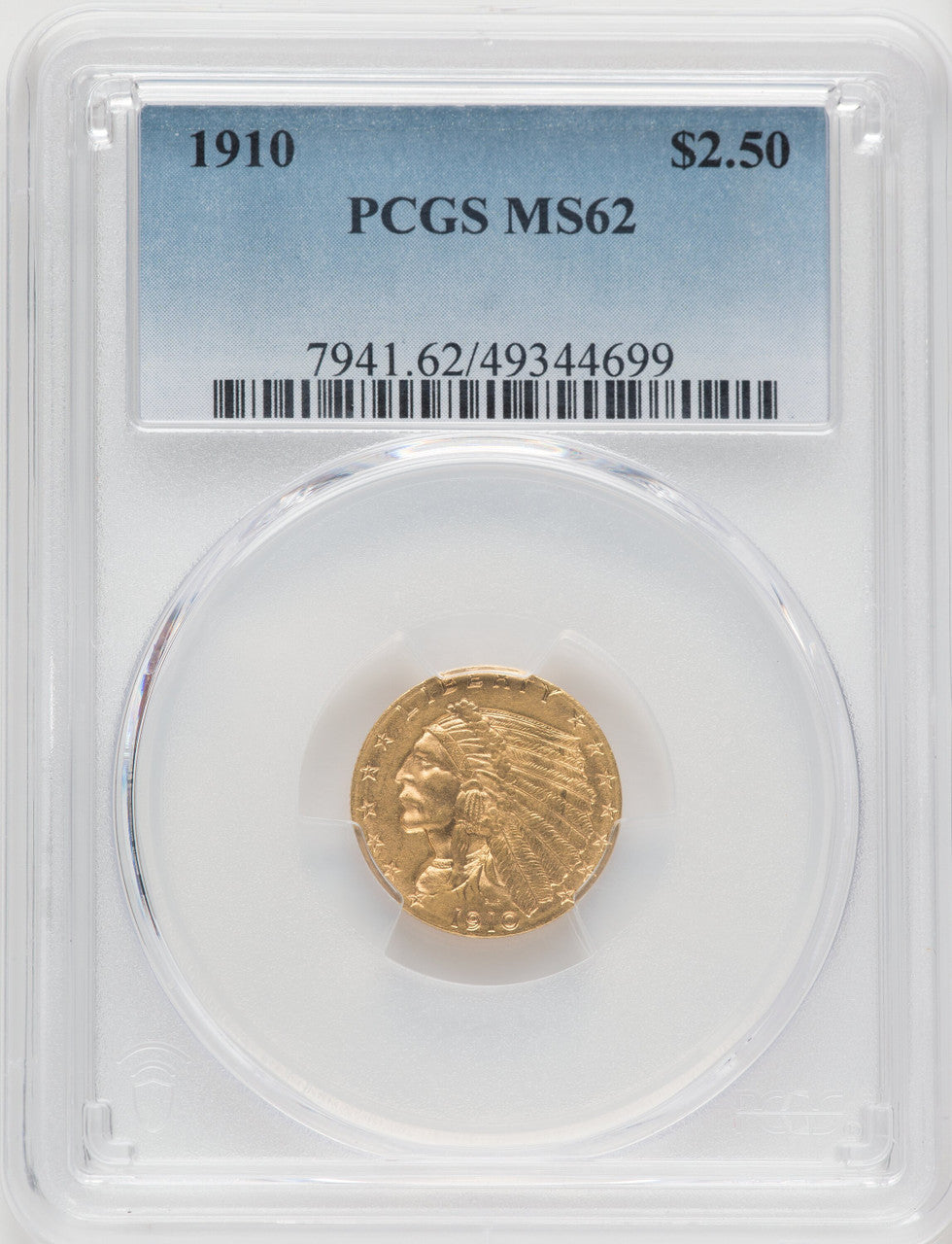 1910 $2.50 Indian Quarter Eagle PCGS MS62 (519376189)
