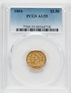 1854 $2.50 Liberty Quarter Eagle PCGS AU55