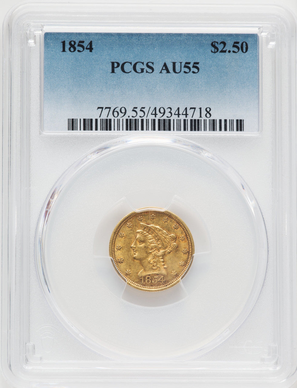 1854 $2.50 Liberty Quarter Eagle PCGS AU55