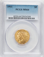 1911 $5 Indian Half Eagle PCGS MS64 (769416014)