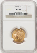 1909 $5 Indian Half Eagle NGC MS64 (769416011)