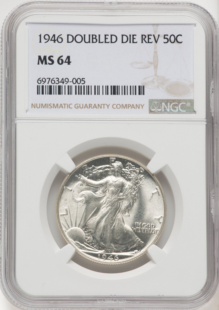 1946 50C Doubled Die Reverse Walking Liberty Half Dollar NGC MS64
