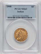 1908 $5 Indian Indian Half Eagle PCGS MS63 (519568002)