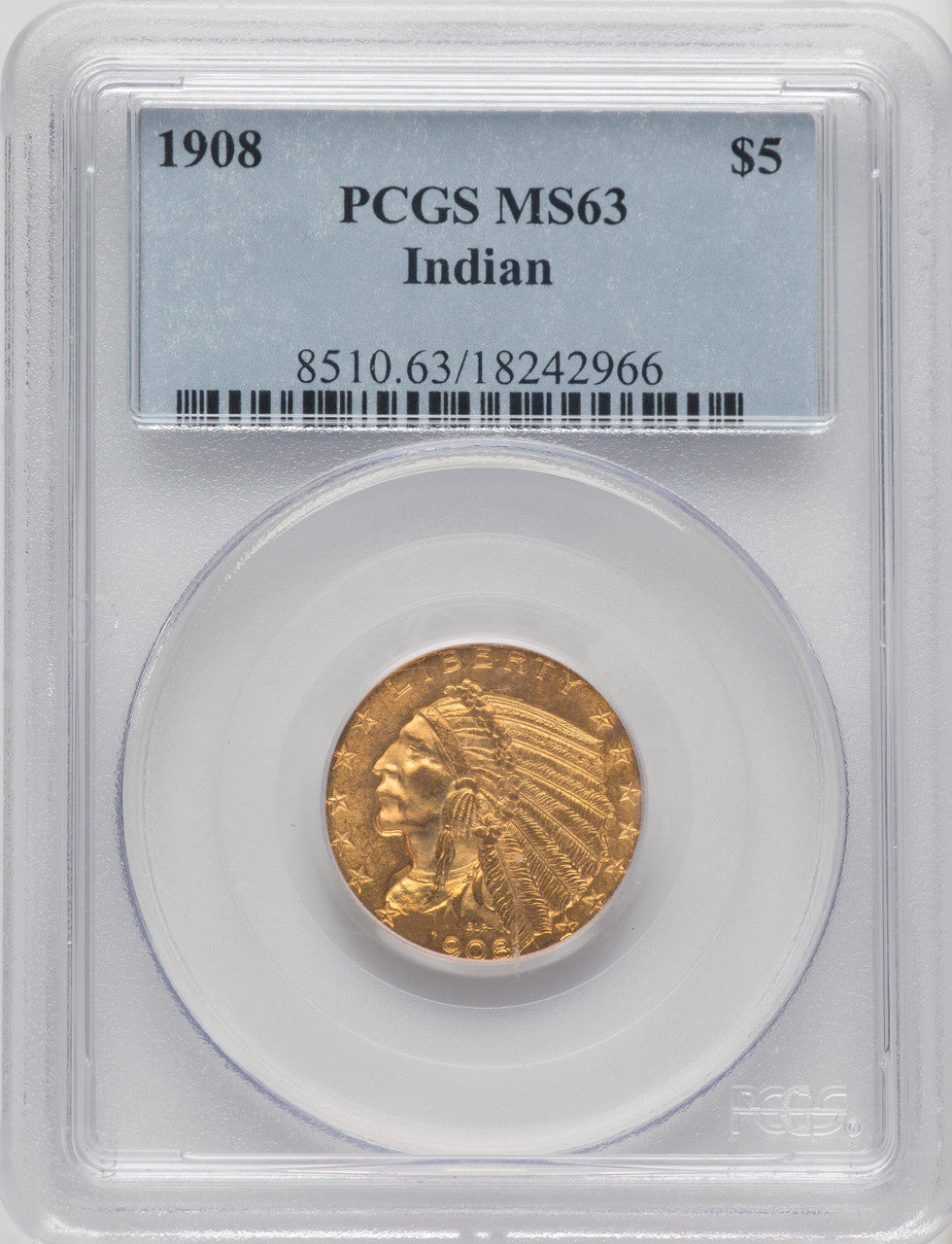 1908 $5 Indian Indian Half Eagle PCGS MS63 (519568002)