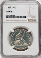 1869 50C Proof Seated Half Dollar NGC PR64