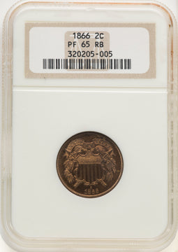 1866 2C RB Proof Two Cent Pieces NGC PR65