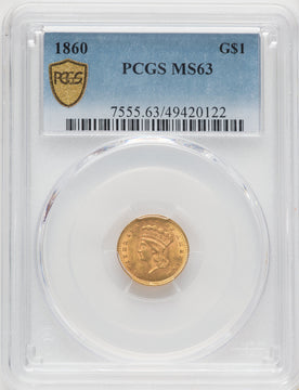 1860 G$1 Gold Dollar PCGS MS63