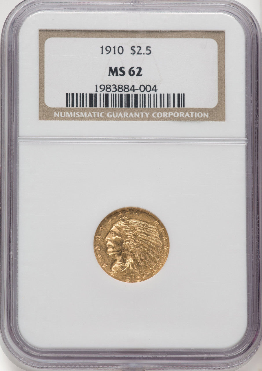1910 $2.50 Indian Quarter Eagle NGC MS62 (768656052)