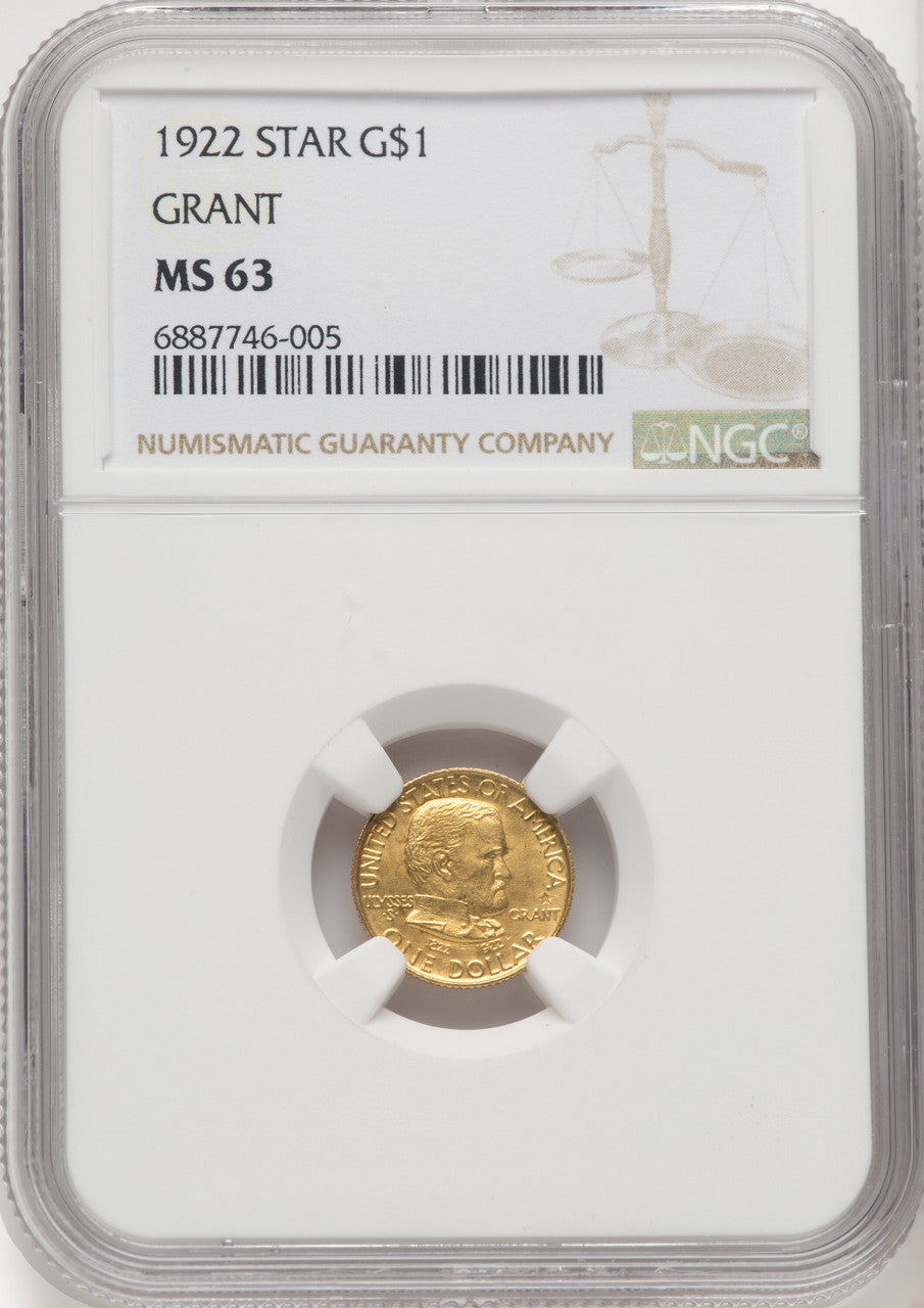 1922 G$1 Grant With Star Commemorative Gold NGC MS63