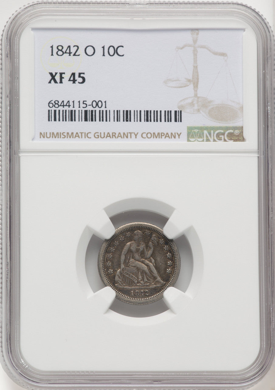 1842-O 10C Seated Dime NGC XF45