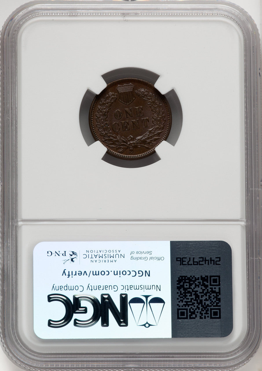1873 1C Open 3 BN Indian Cent NGC MS64