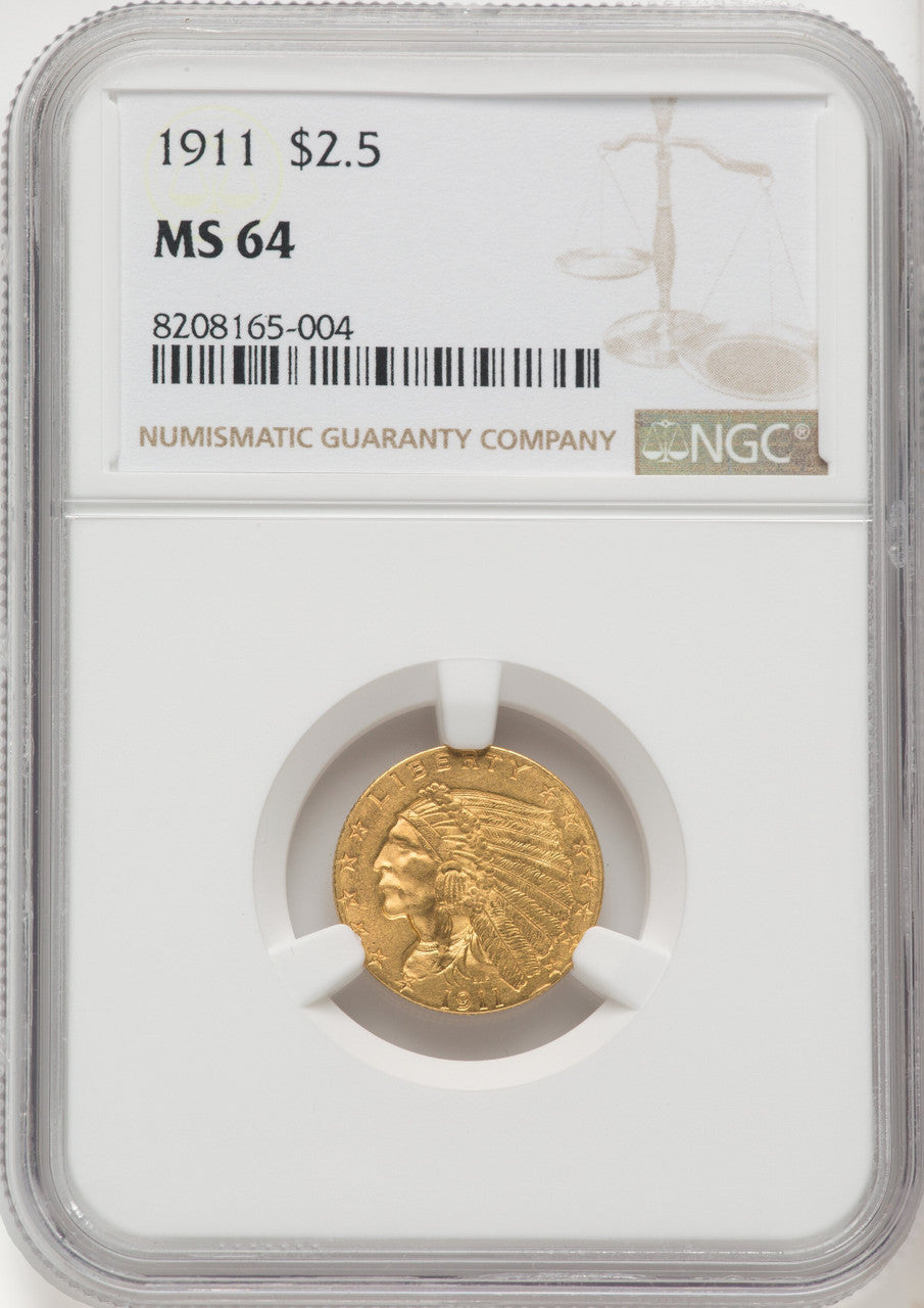 1911 $2.50 Indian Quarter Eagle NGC MS64 (769210016)