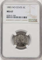 1883 5C NO CENTS Liberty Nickel NGC MS67 (769285005)