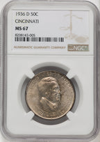 1936-D 50C Cincinnati Commemorative Silver NGC MS67 (769208005)