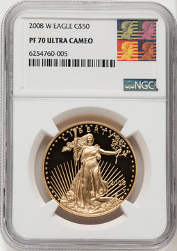 2008-W $50 Gold Eagle NGC PF70 Reagan Label