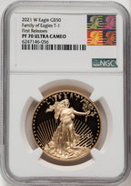 2021-W $50 Gold Eagle T-1 First Releases NGC PF70 Reagan