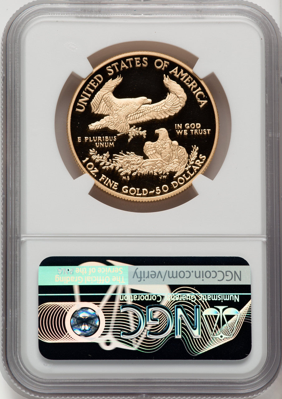 2021-W $50 Gold Eagle T-1 First Releases NGC PF70 Reagan