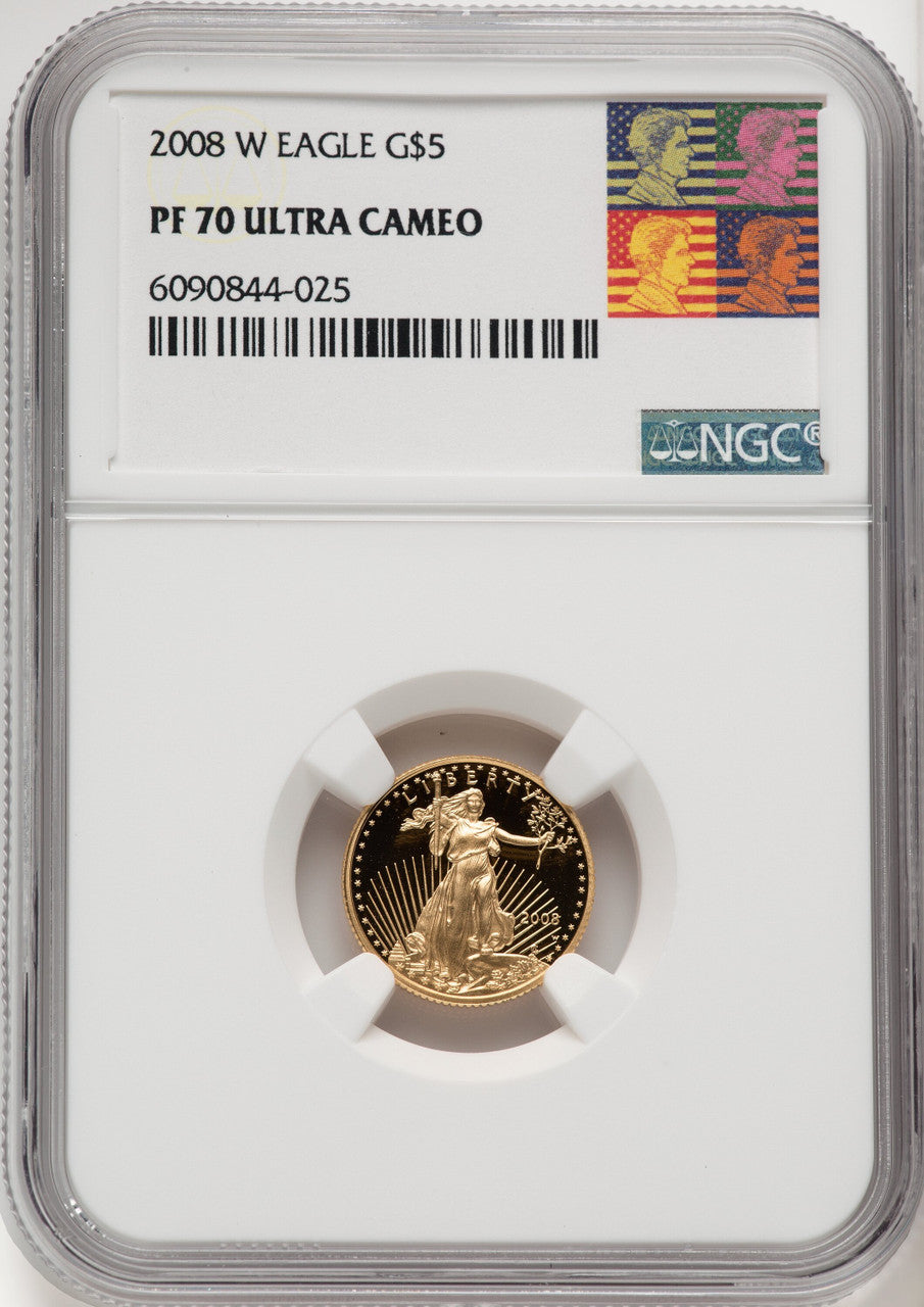 2008-W $5 Gold Eagle NGC PF70 Reagan Label