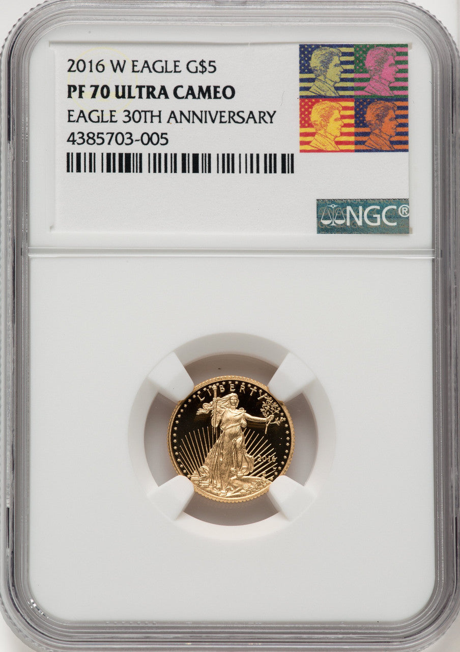 2016-W $5 Gold Eagle 30th Anniversary NGC PF70 Reagan Label