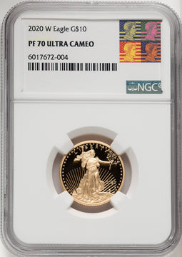 2020-W 1/4 Ounce Gold Eagle NGC PF70  Reagan Label