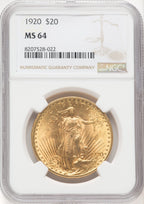 1920 $20 Saint-Gaudens Double Eagle NGC MS64 (769738036)