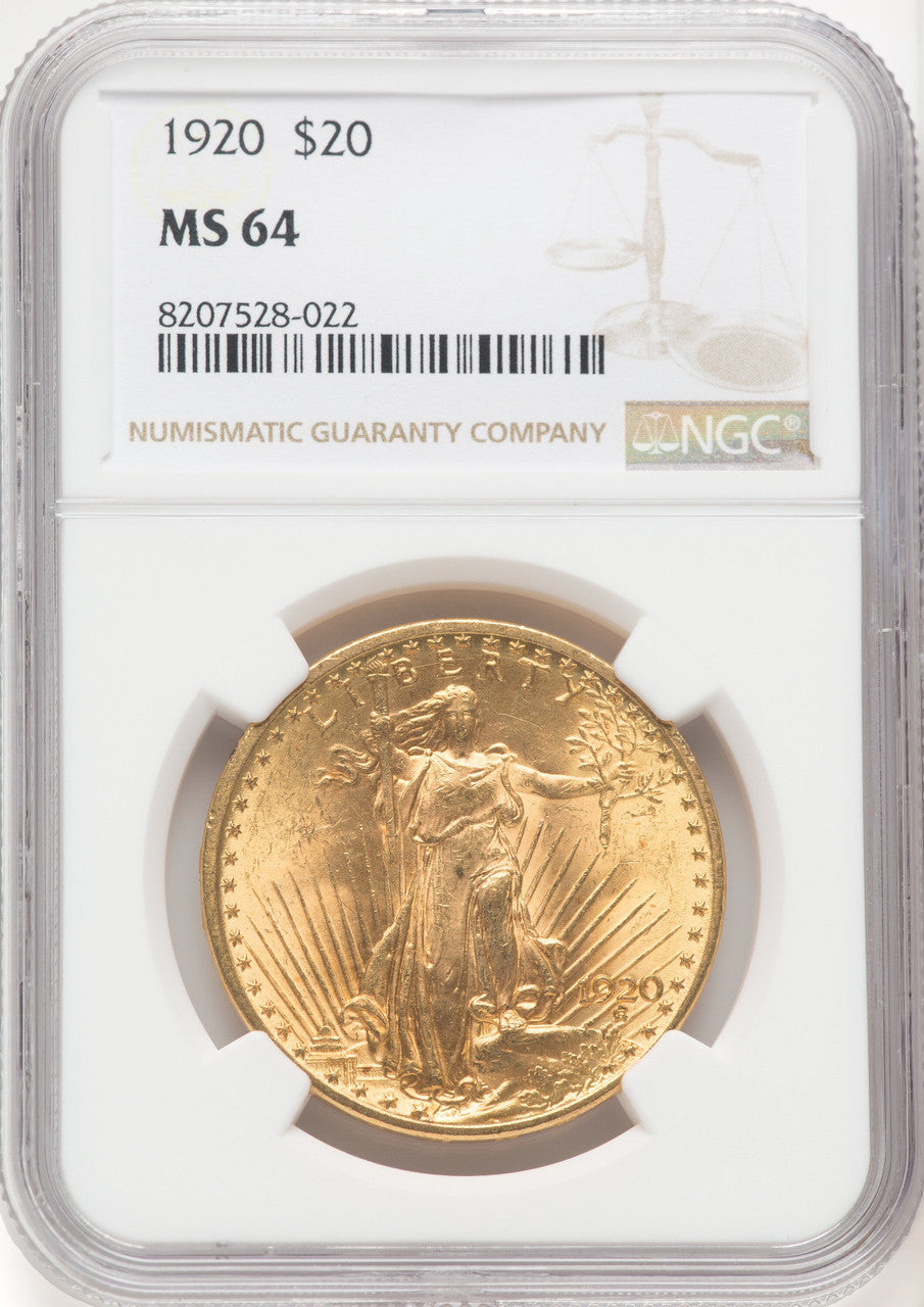 1920 $20 Saint-Gaudens Double Eagle NGC MS64 (769738036)