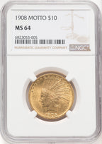 1908 $10 MOTTO Indian Eagle NGC MS64 (769738005)