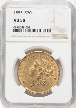 1853 $20 Liberty Double Eagle NGC AU58 (769738006)