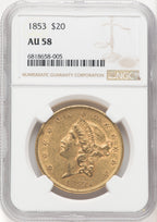 1853 $20 Liberty Double Eagle NGC AU58 (769738006)