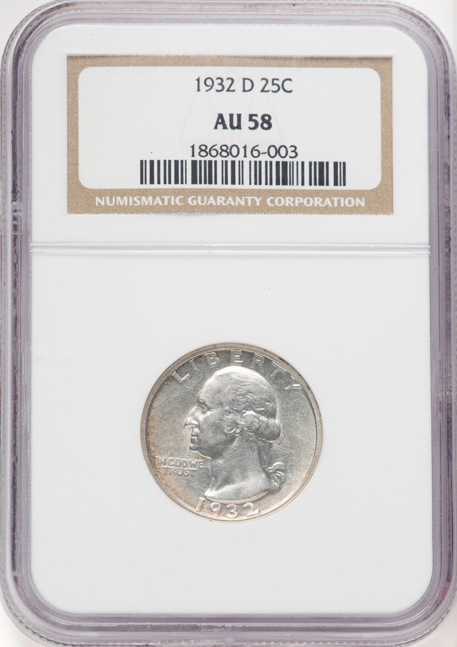 1932-D 25C Washington Quarter NGC AU58