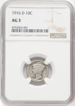1916-D 10C Mercury Dime NGC AG03 (769718001)