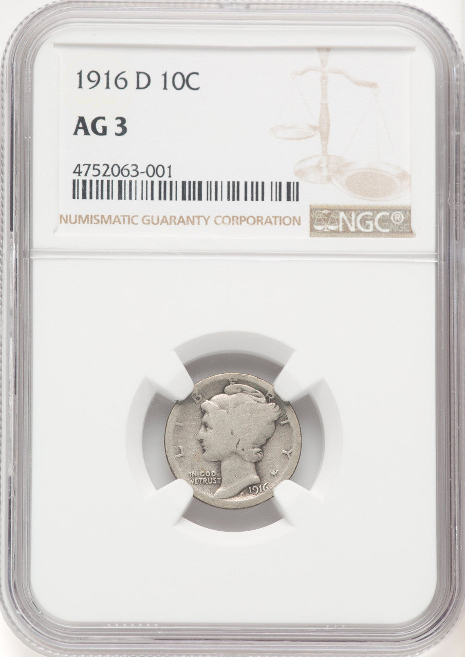 1916-D 10C Mercury Dime NGC AG03 (769718001)
