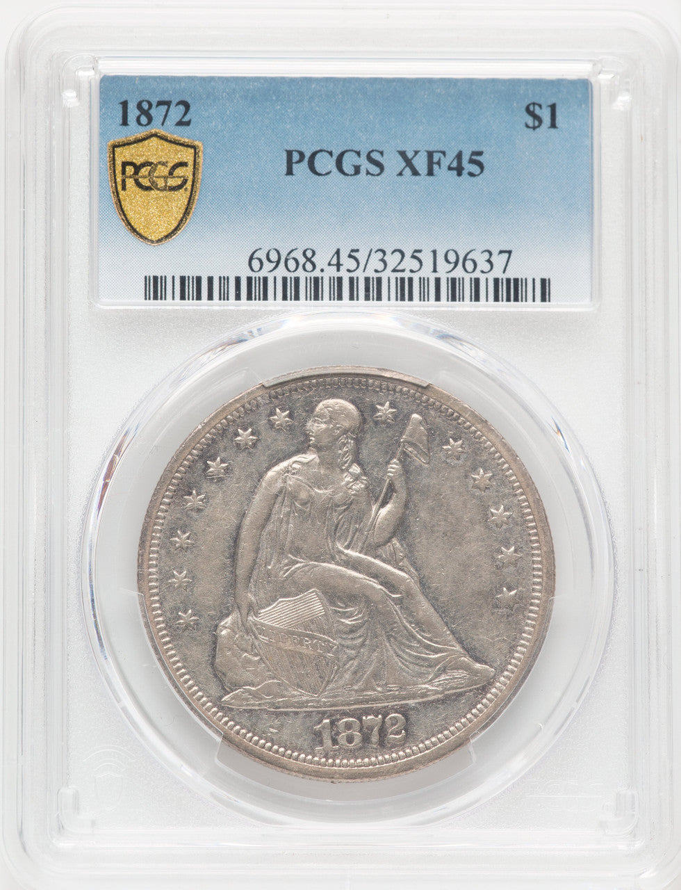 1872 Seated Dollar PCGS XF45