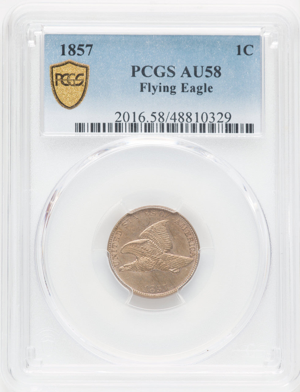 1857 1C Flying Eagle Cent PCGS AU58