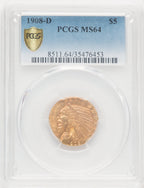 1908-D $5 Indian Half Eagle PCGS MS64 (769755055)