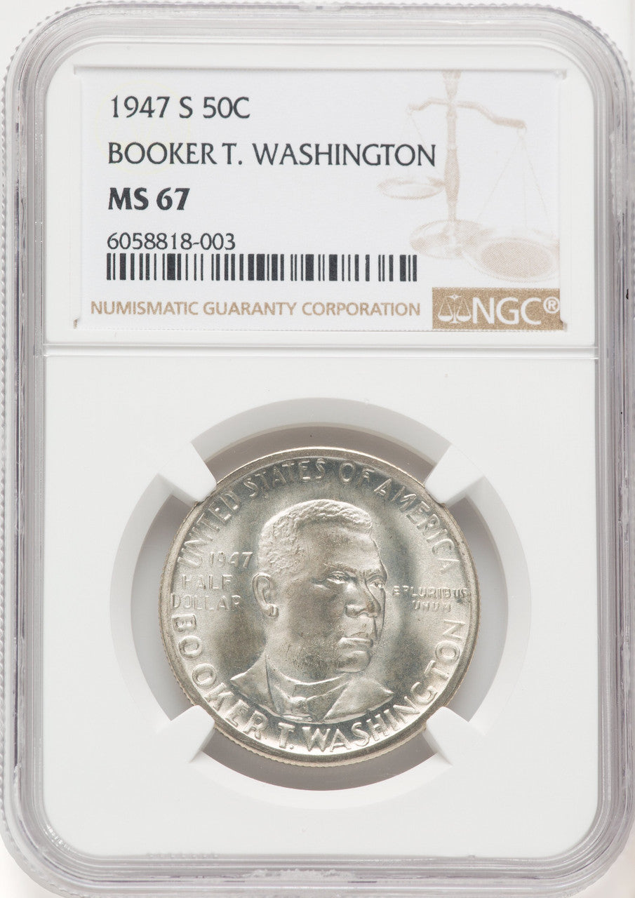 1947-S 50C Booker T. Washington Commemorative Silver NGC MS67 (769254001)