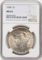 1928 Peace Dollar NGC MS63