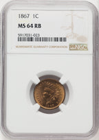 1867 1C RB Indian Cent NGC MS64 (769236198)