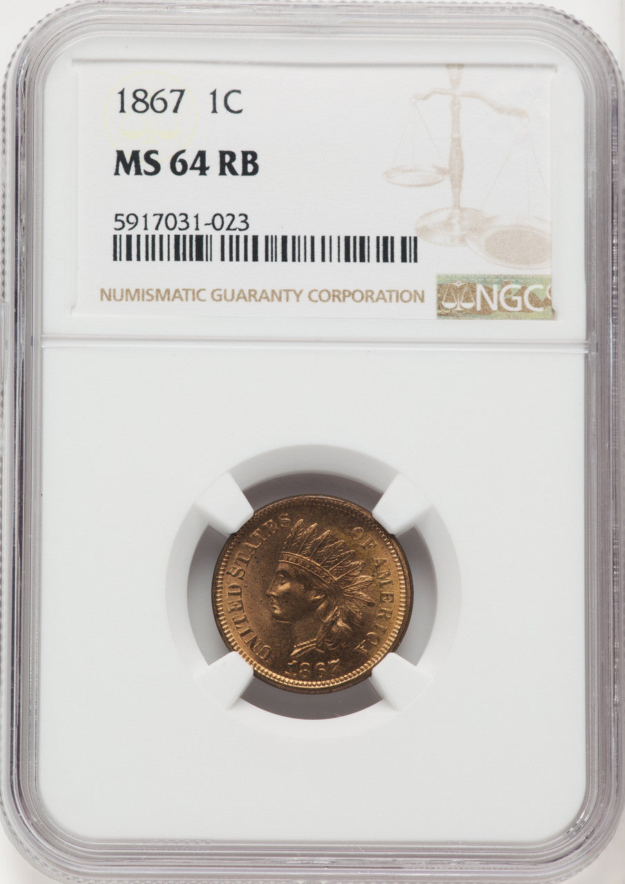 1867 1C RB Indian Cent NGC MS64 (769236198)