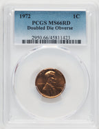 1972 1C Doubled Die Obverse RD Lincoln Cent PCGS MS66 (769236146)