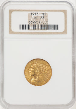 1913 $5 Indian Half Eagle NGC MS63 (769657004)