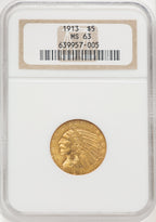 1913 $5 Indian Half Eagle NGC MS63 (769657004)