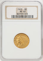 1913 $5 Indian Half Eagle NGC MS63 (769657005)