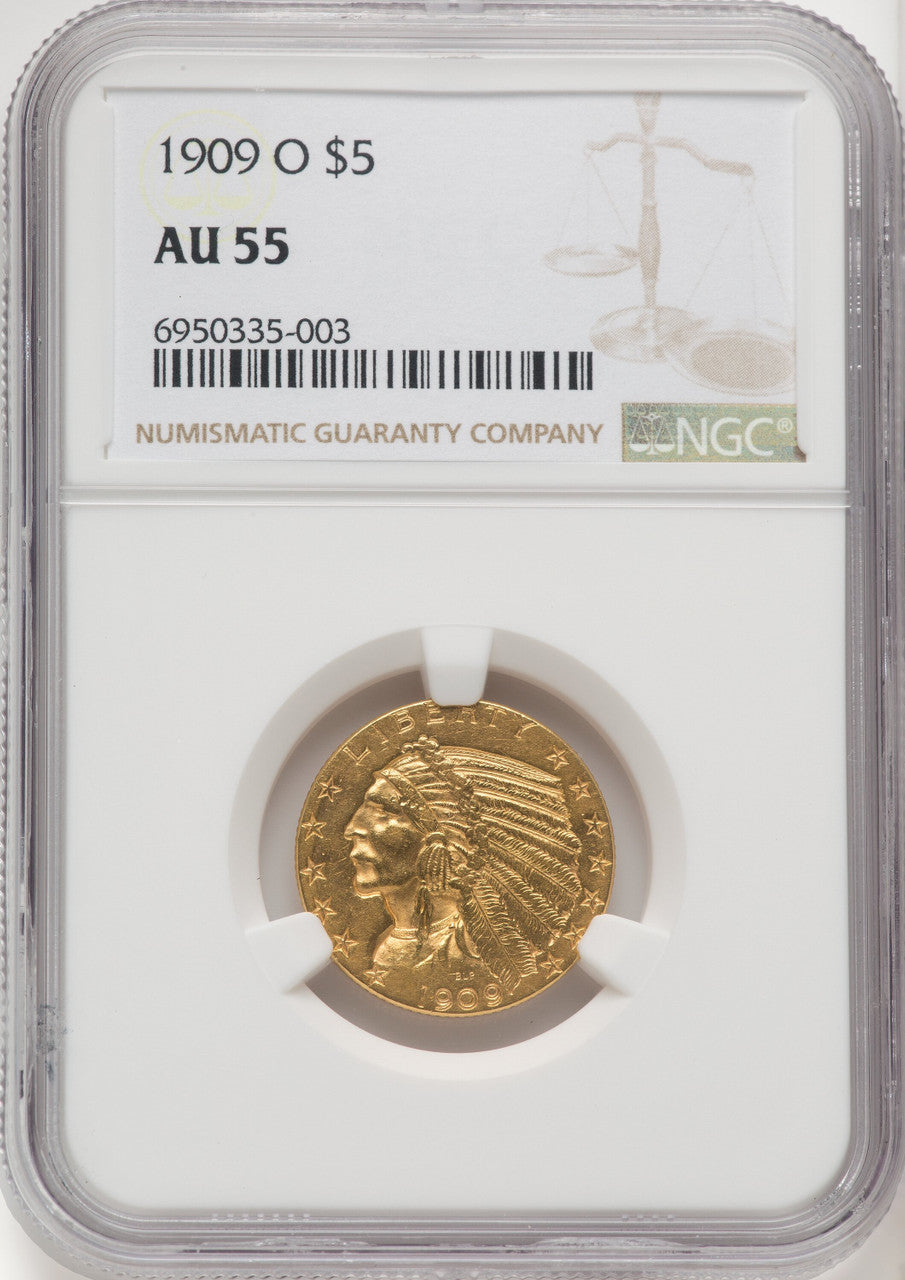 1909-O $5 Indian Half Eagle NGC AU55 (769370023)