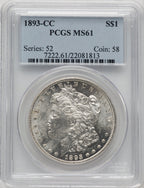 1893-CC Morgan Dollar PCGS MS61