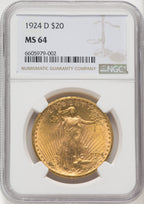 1924-D $20 Saint-Gaudens Double Eagle NGC MS64 (769738041)
